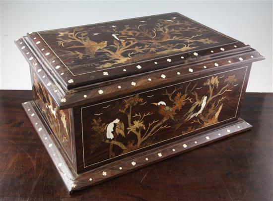 Indian padouk bone and marquetry inlaid casket(-)